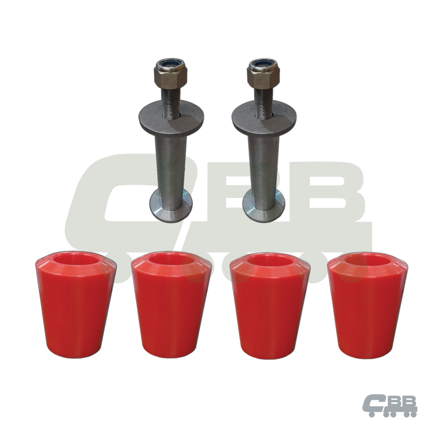 DRAWBAR PINS AND BUSH SET- 2 SIDES - POLYURETHANE - RED