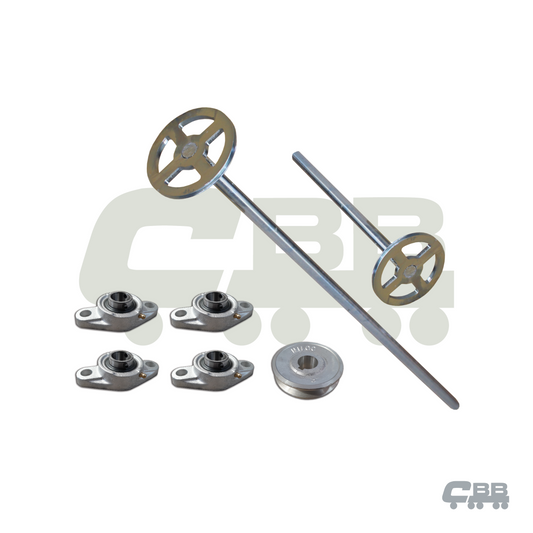 FRONT TARP SHAFT PULLEY ASSEMBLY - RAZOR SHAFT - COMPLETE KIT - INCLUDING BEARINGS - HARDOX