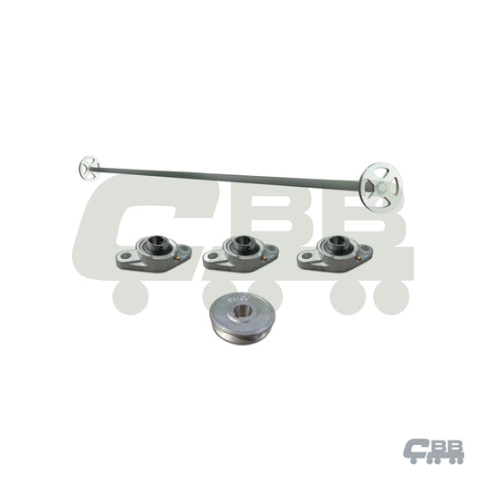 FRONT TARP SHAFT PULLEY ASSEMBLY - MANUAL - COMPLETE KIT - INCLUDING BEARINGS - HARDOX