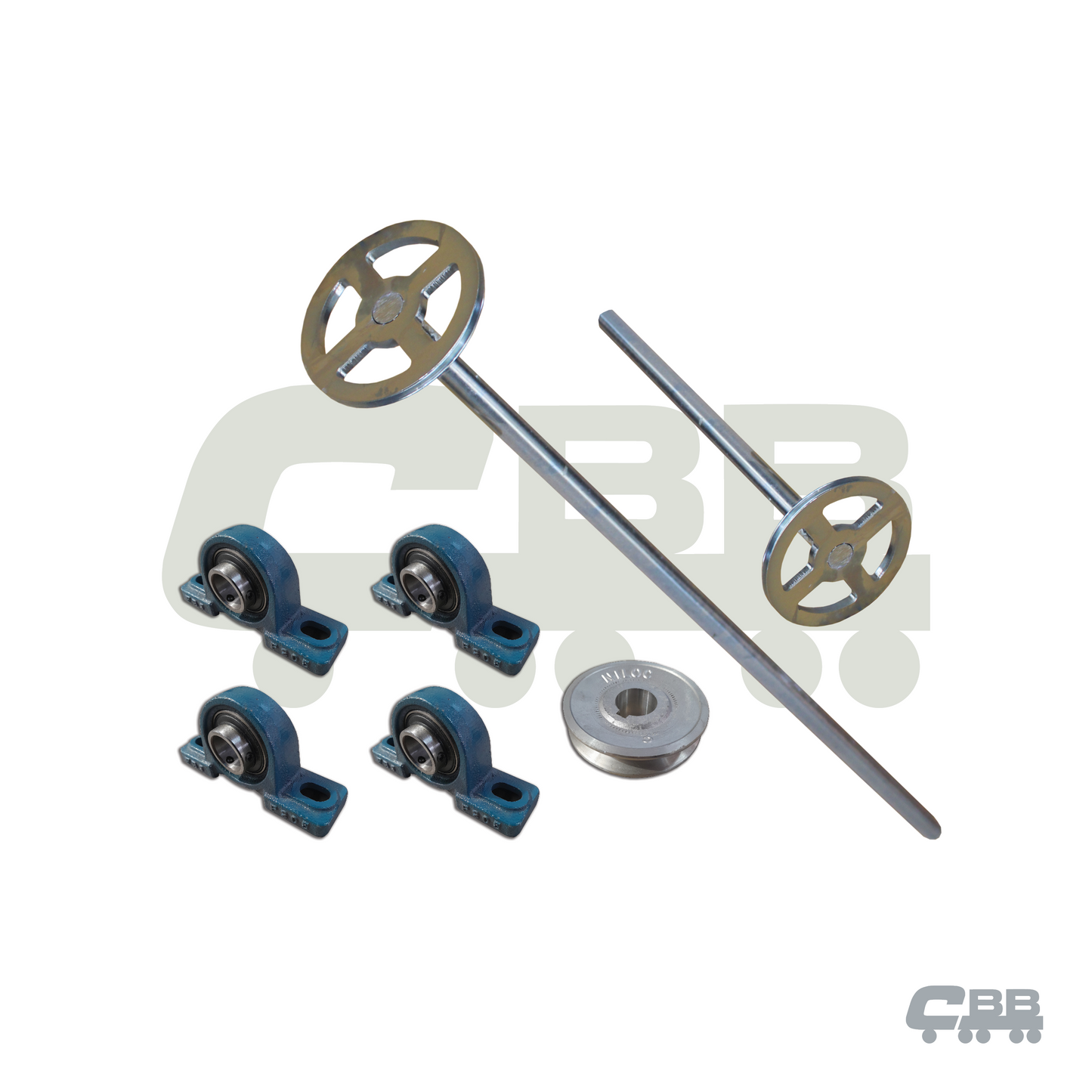 FRONT TARP SHAFT PULLEY ASSEMBLY - RAZOR SHAFT - COMPLETE KIT - HARDOX - OLD STYLE