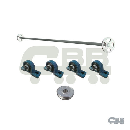 FRONT TARP SHAFT PULLEY ASSEMBLY - MANUAL - COMPLETE KIT- INCLUDING BEARINGS - HARDOX - OLD STYLE