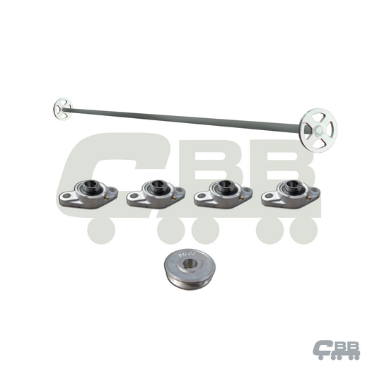 FRONT TARP SHAFT PULLEY ASSEMBLY - MANUAL - COMPLETE KIT - INCLUDING BEARINGS - HARDOX