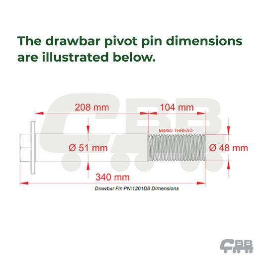 DRAWBAR PINS AND BUSH SET- 2 SIDES - RUBBER - BLACK