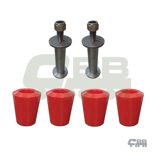 DRAWBAR PINS AND BUSH SET- 2 SIDES - POLYURETHANE - RED