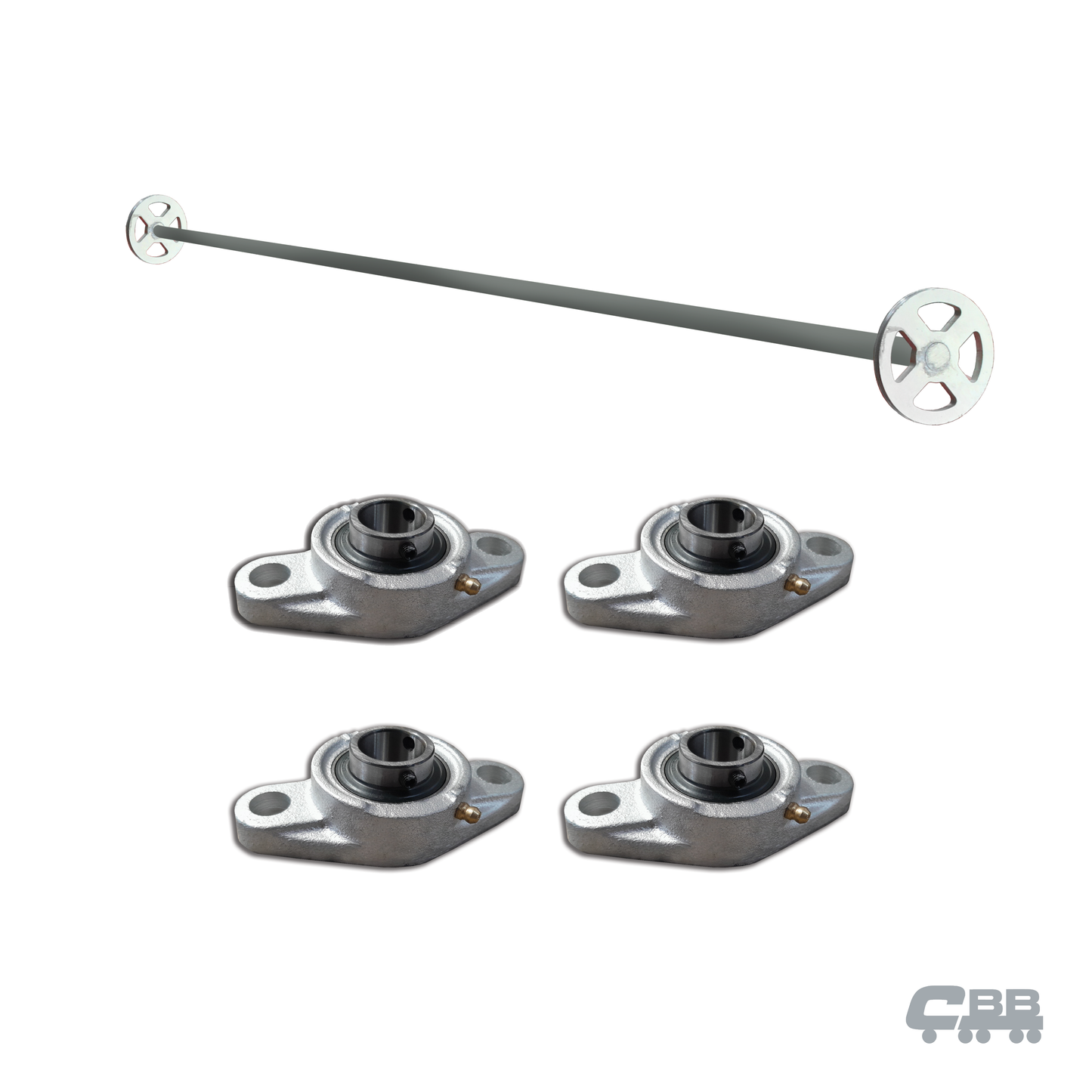 FRONT TARP SHAFT PULLEY ASSEMBLY - RAZOR SHAFT - COMPLETE KIT - INCLUDING BEARINGS - ALLOY
