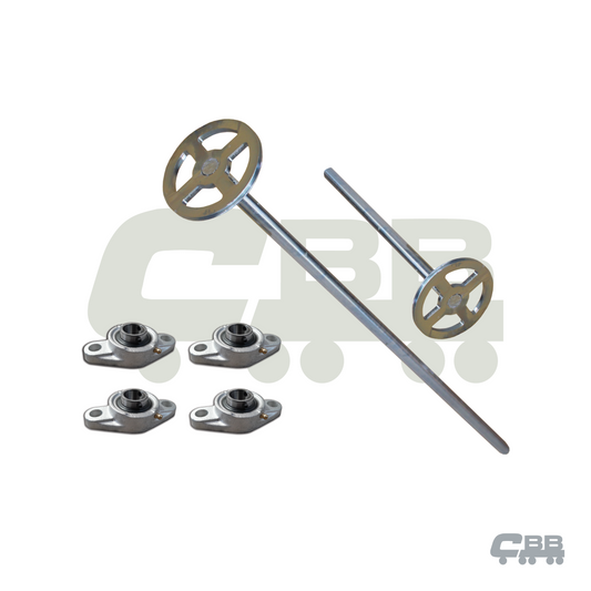 FRONT TARP SHAFT PULLEY ASSEMBLY - RAZOR SHAFT - COMPLETE KIT - INCLUDING BEARINGS - HARDOX
